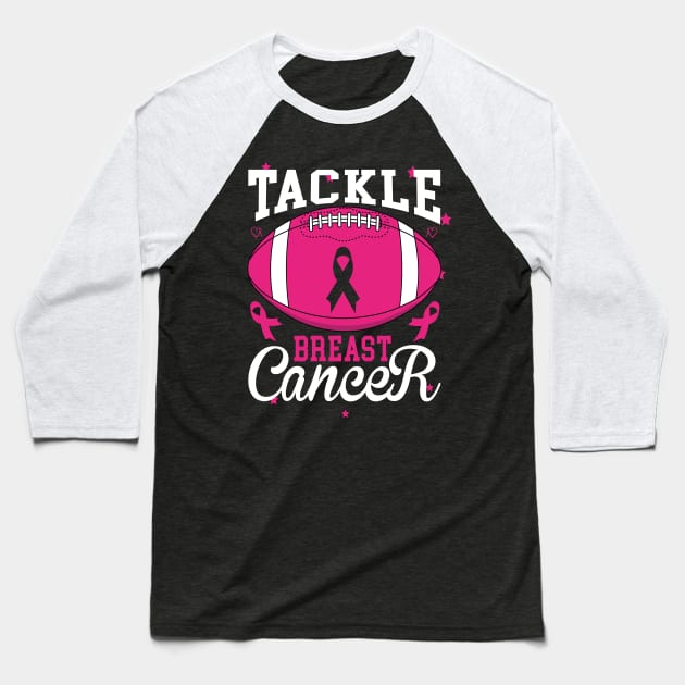 Tackle Breast Cancer Awareness Football Pink Ribbon Women Baseball T-Shirt by Flowes